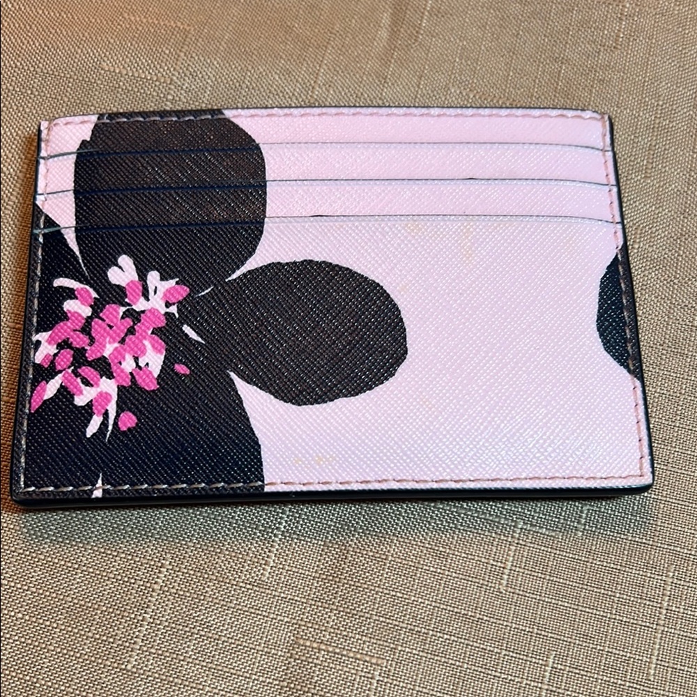 Kate Spade Pink and Black Floral Card Holder - Picture 2 of 3